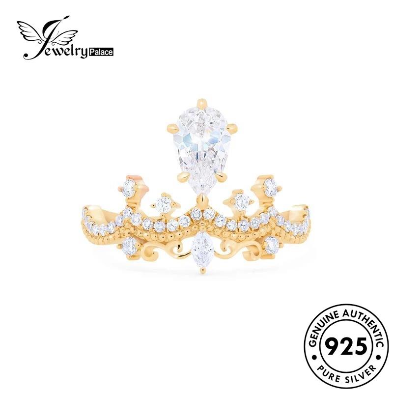 JEWELRYPALACE Moissanite Drop Asli Wanita Gold 925 korea Silver Murni Diamond Silver Sterling Original Fashion Kawin Perak Shape Cincin Aksesori Perhiasan Nikah R37