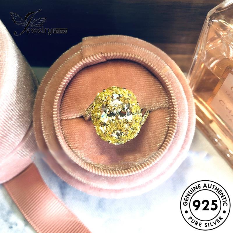JEWELRYPALACE Citrine Oval Vintage Murni Asli Sterling Silver Wanita Silver korea Cincin Perak 925 Aksesori Original Perhiasan Kawin Nikah R51