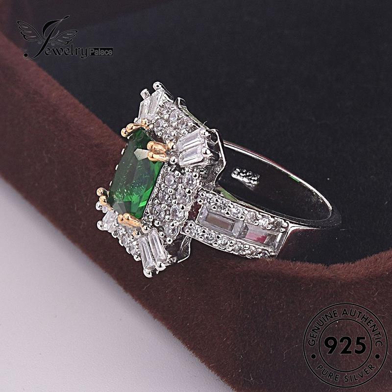 JEWELRYPALACE Cincin Silver Square Murni Perhiasan 925 Sterling Nikah Aksesori Kawin Retro korea Asli Wanita Perak Emerald Silver Original R55