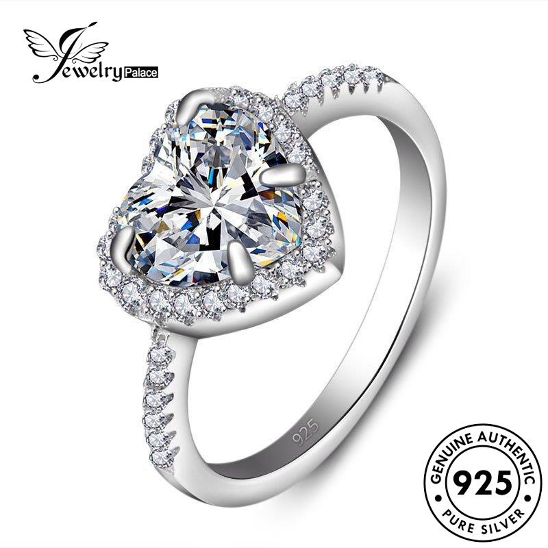 JEWELRYPALACE korea Classic Wanita Perak 925 Nikah Murni Sterling Silver Asli Aksesori Moissanite Cincin Perhiasan Original Silver Kawin Diamond R62