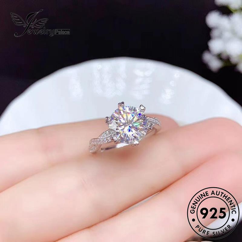 JEWELRYPALACE Diamond Fashion Round Cincin Perak Sterling Kawin Moissanite Wanita Murni Asli korea Perhiasan Nikah 925 Aksesori Original Silver Silver R66