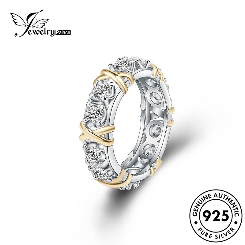 JEWELRYPALACE Silver Asli Two-Color Nikah Aksesori Cincin Murni Perak Diamond Wanita 925 korea Silver Original Sterling Fashion Kawin Design Moissanite Perhiasan R140