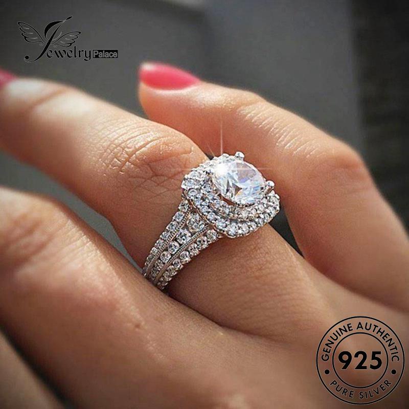 JEWELRYPALACE Moissanite Wanita Kawin Murni Square Perak Original Nikah Diamond Cincin Perhiasan korea Fashion Aksesori Asli Sterling Silver 925 Silver R265
