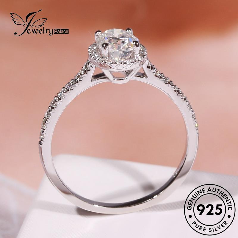 JEWELRYPALACE Cincin Moissanite Silver 925 Sterling Silver Perak Kawin Perhiasan Diamond Fashion Aksesori Oval Asli Wanita korea Nikah Murni Original R307