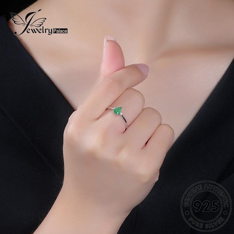JEWELRYPALACE Asli Emerald Murni Sterling Perhiasan Kawin Aksesori 925 Retro Drop korea Silver Original Nikah Perak Shape Wanita Silver Cincin R319