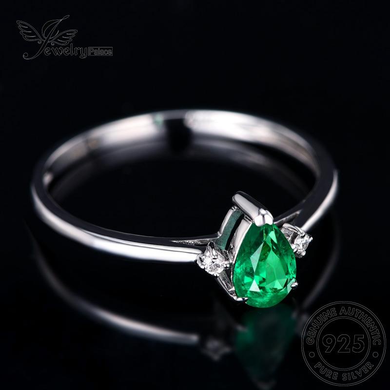 JEWELRYPALACE Asli Emerald Murni Sterling Perhiasan Kawin Aksesori 925 Retro Drop korea Silver Original Nikah Perak Shape Wanita Silver Cincin R319