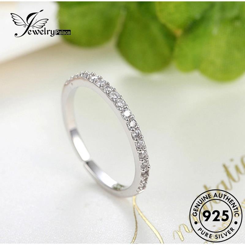 JEWELRYPALACE Sterling Wanita Diamond Kawin Aksesori Silver Silver Moissanite Row Original Murni Fashion Cincin korea 925 Nikah Perak Perhiasan Asli R324