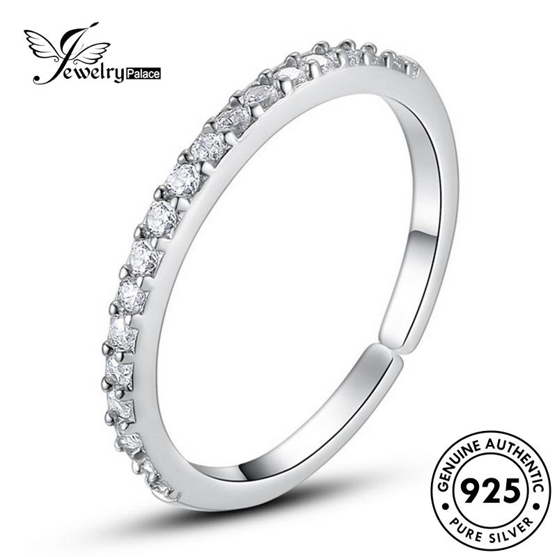 JEWELRYPALACE Sterling Wanita Diamond Kawin Aksesori Silver Silver Moissanite Row Original Murni Fashion Cincin korea 925 Nikah Perak Perhiasan Asli R324