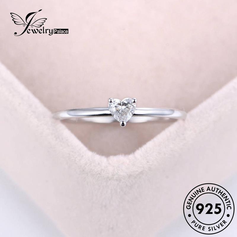 JEWELRYPALACE Perhiasan Personality Love Aksesori Gold Nikah Wanita Sterling Cincin Original Moissanite Kawin Silver Perak Diamond 925 korea Murni Silver Asli R365