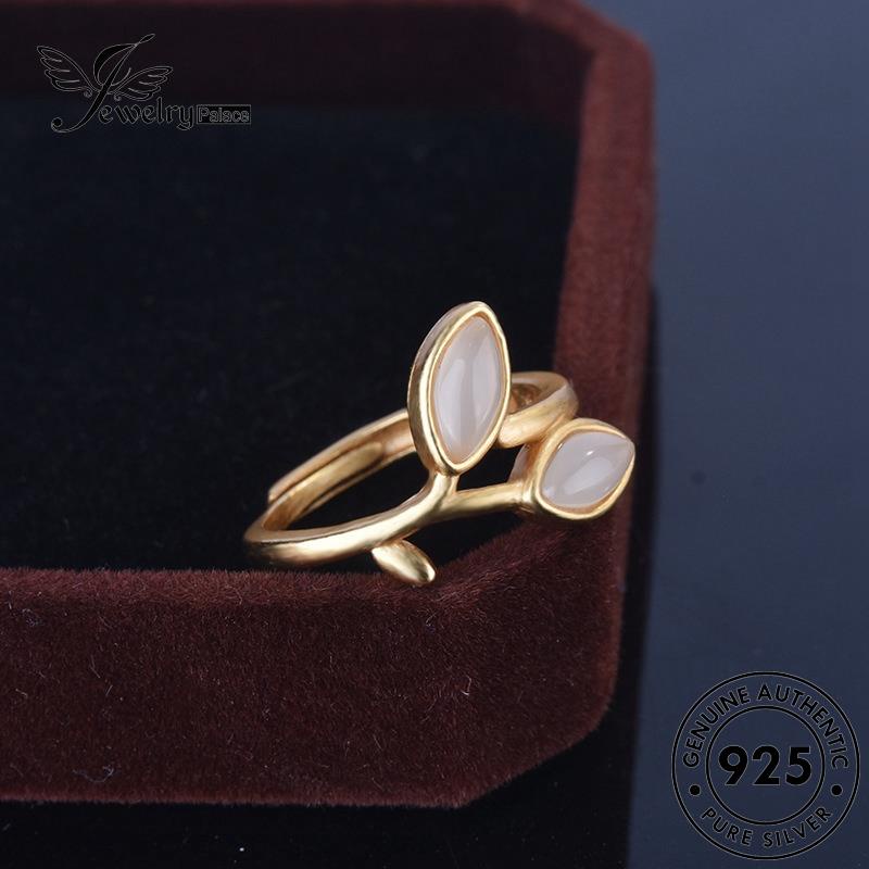 JEWELRYPALACE Nikah Perak Asli Perhiasan Original Jade Sterling Kawin Gold 925 Creative korea Cincin Leaves Wanita Silver Aksesori Murni Silver R599