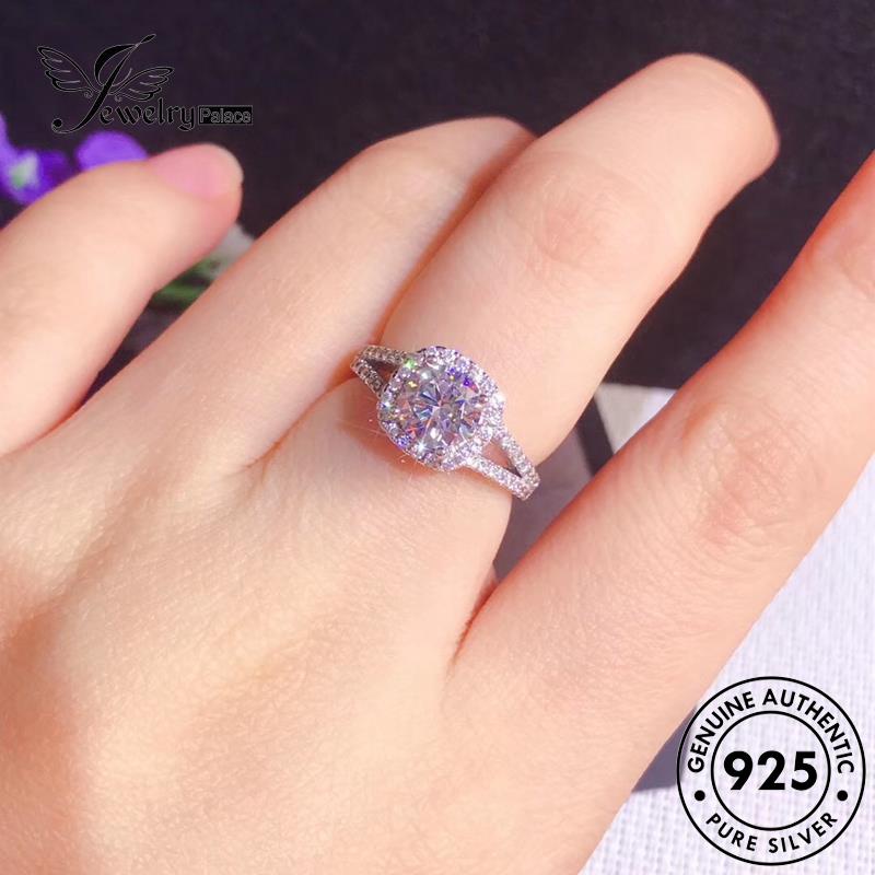 JEWELRYPALACE Fashion Moissanite Square Perak Nikah Silver Original Perhiasan Kawin Sterling korea Wanita 925 Aksesori Silver Asli Diamond Murni Cincin R784