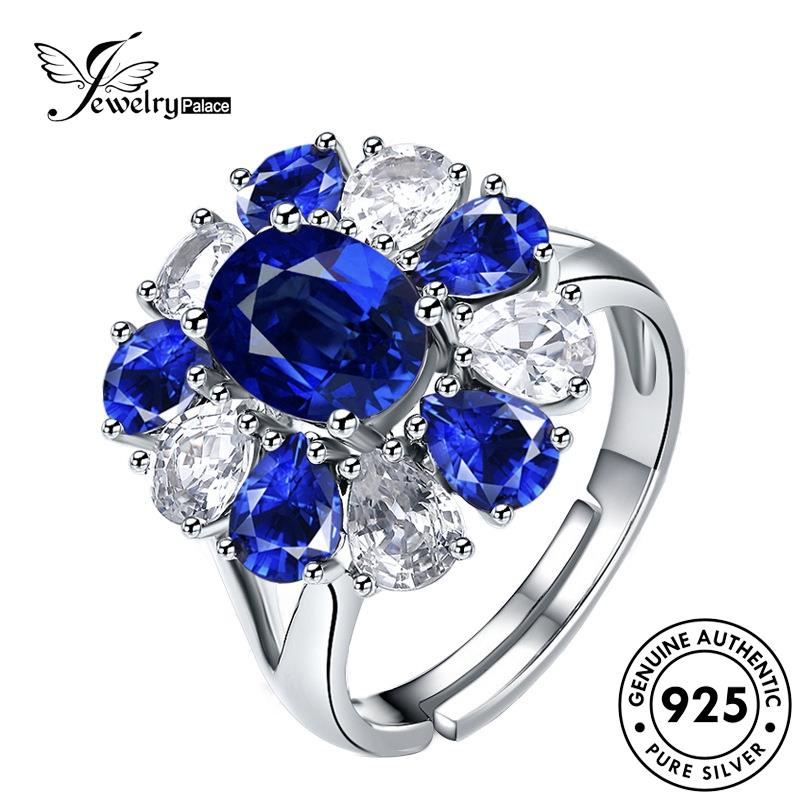 JEWELRYPALACE Aksesori 925 Original Flowers Perhiasan Sapphire Nikah Creative Silver Sterling Kawin Asli Wanita Silver Perak Cincin korea Murni R817