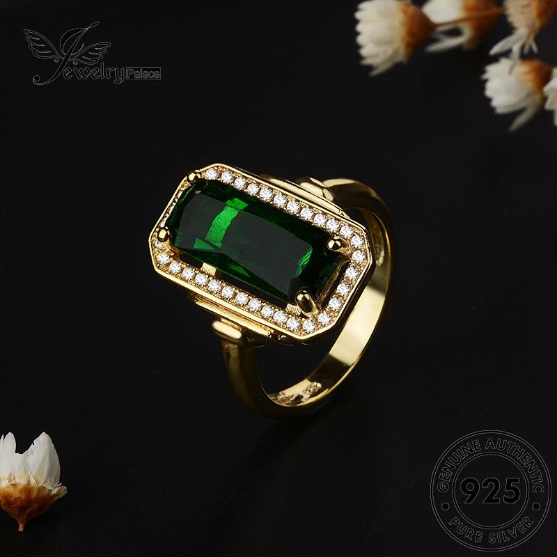 JEWELRYPALACE Silver Aksesori Nikah korea Asli Perak Wanita Square Murni Sterling Kawin Cincin Emerald 925 Perhiasan Retro Silver Original R684