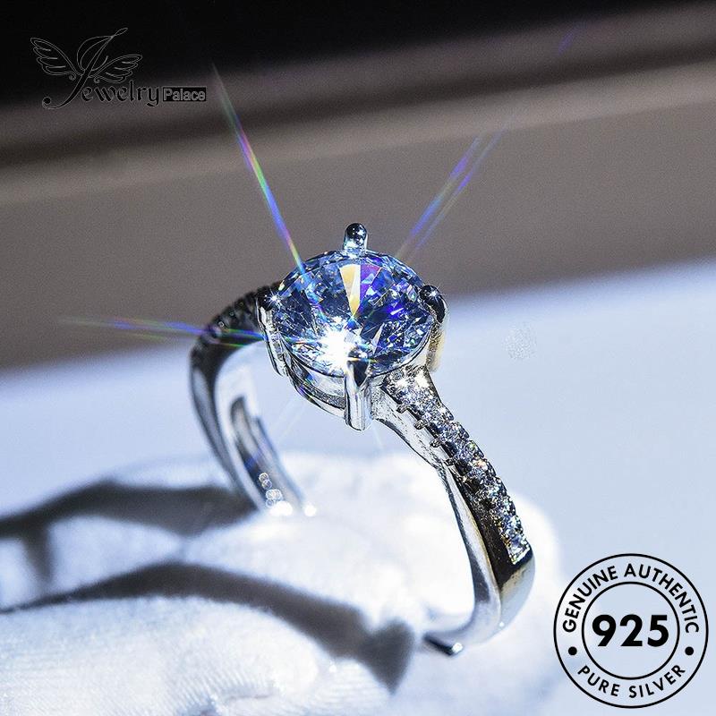 JEWELRYPALACE Original Kawin Moissanite 925 Perak Silver Nikah Claws Four Perhiasan Sterling Simple Wanita Murni Silver Cincin Diamond Asli korea Aksesori R1012