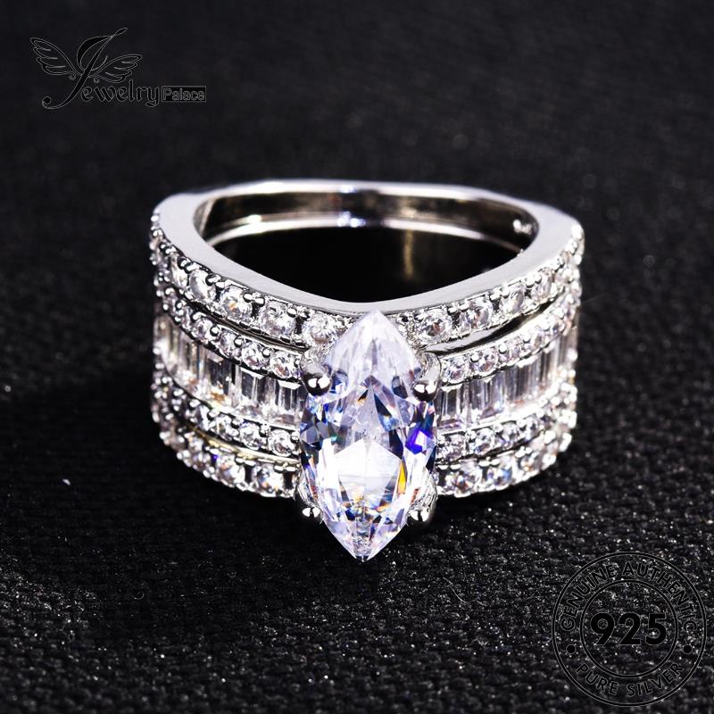 JEWELRYPALACE korea Asli Couple Water Diamond Perhiasan Silver Nikah Original Personalized Murni Moissanite Kawin 925 Sterling Aksesori Pasangan Drop Perak Gold Silver Cincin R1035