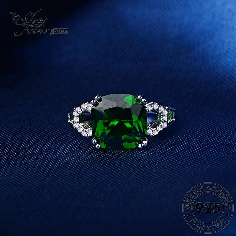 JEWELRYPALACE Asli Emerald korea Silver Kawin Nikah 925 Cincin Perhiasan Wanita Silver Classic Sterling Murni Square Original Aksesori Perak R881