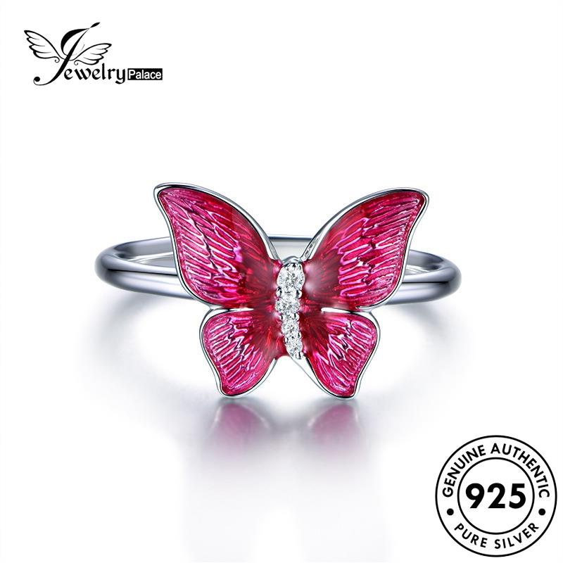 JEWELRYPALACE Silver Personality Silver Cincin Wanita Moissanite Murni Asli Aksesori Butterfly Perak Original Nikah Diamond korea Kawin Perhiasan 925 Sterling R962