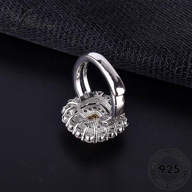 JEWELRYPALACE korea Silver Murni Cincin Nikah Square Perhiasan Aksesori 925 Sterling Classic Silver Wanita Citrine Perak Kawin Asli Original R1295