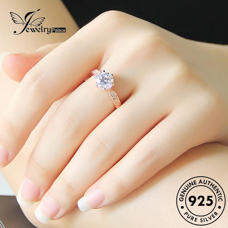 JEWELRYPALACE korea Diamond Gold Claw Kawin Perhiasan Moissanite Original Silver Perak Classic Nikah Sterling Aksesori Murni Asli Wanita 925 Six Silver Cincin R1671