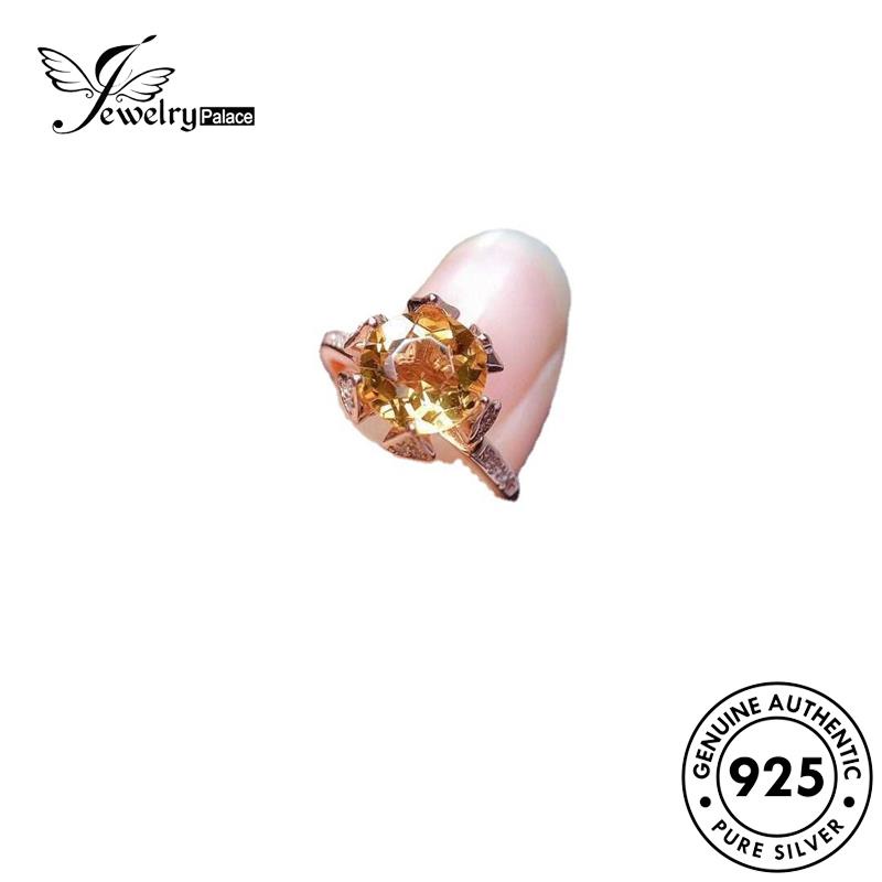 JEWELRYPALACE Perhiasan Simple Gold Wanita Sterling Asli 925 Aksesori Silver Citrine Silver Nikah korea Kawin Original Oval Murni Cincin Perak R1709