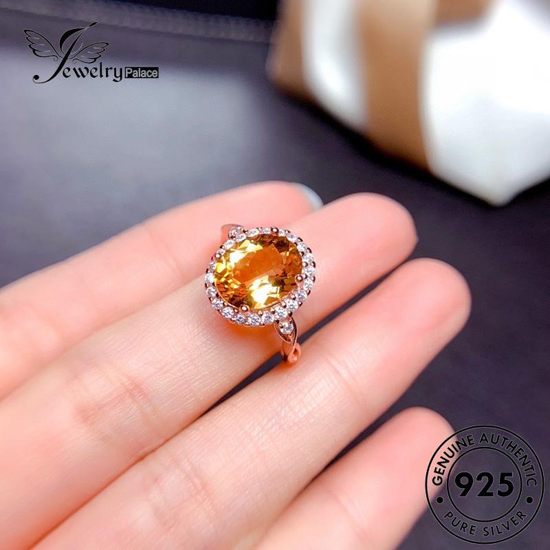 Jewelrypalace Oval Emas Asli Cincin Wanita925 Klasik Citrine Perak R1844