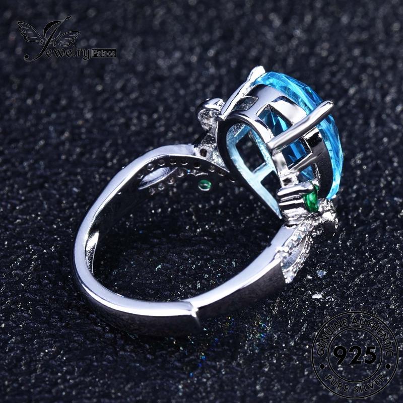 JEWELRYPALACE Asli Perhiasan Perak Drop Aquamarine Silver korea Water Silver Nikah Aksesori Personalized Wanita Cincin Kawin 925 Murni Sterling Original R1847