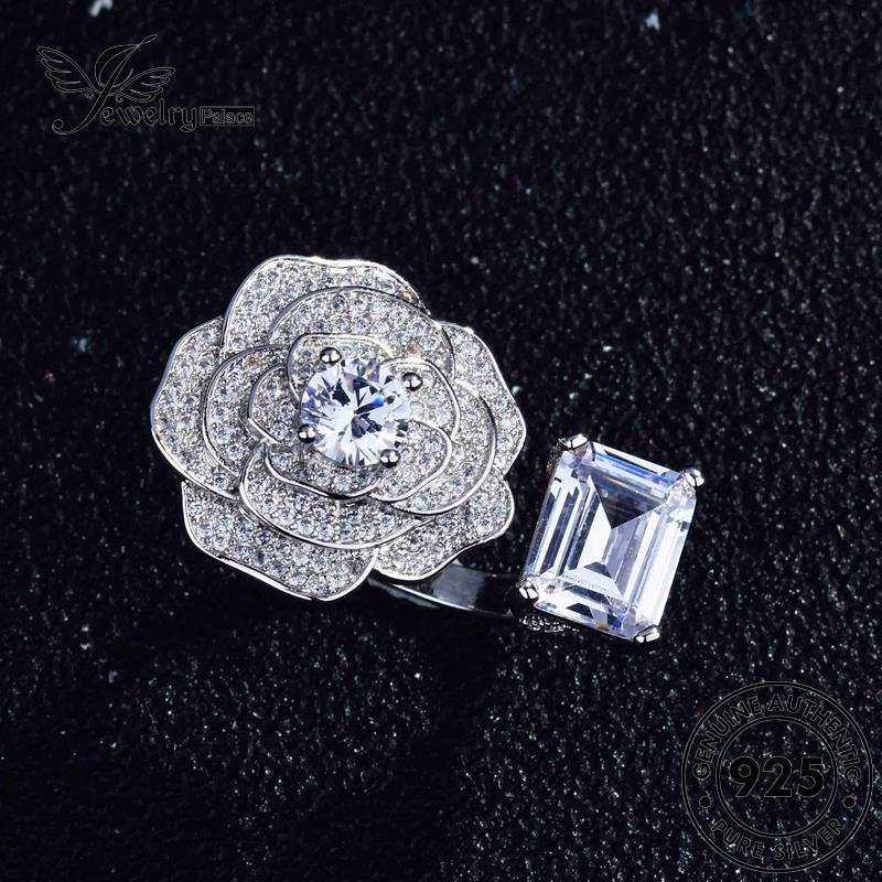 JEWELRYPALACE Luxury Cincin Perhiasan Silver Murni Wanita 925 Asli Sterling Diamond Nikah Aksesori Camellia Moissanite Silver Perak korea Kawin Original R1880