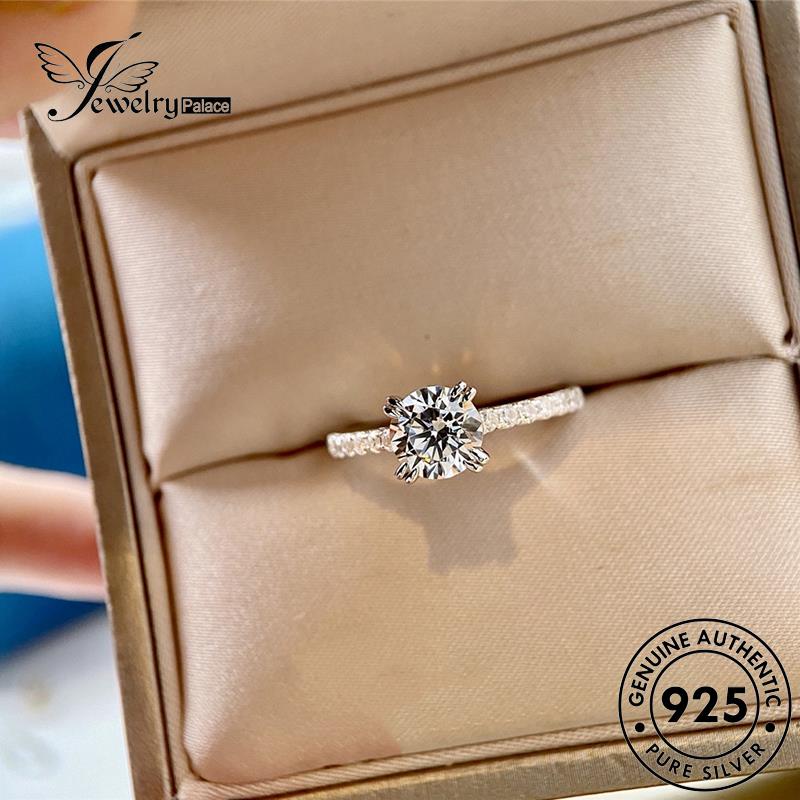 JEWELRYPALACE Wanita Perak Classic Aksesori korea Moissanite Nikah Claws Kawin Perhiasan Murni Silver Four Asli 925 Sterling Cincin Diamond Silver Original R1900