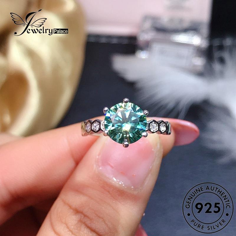 JEWELRYPALACE Kawin korea Original Sterling Classic Aksesori Perhiasan Silver Nikah 925 Perak Cincin Silver Aquamarine Murni Asli Wanita R1915