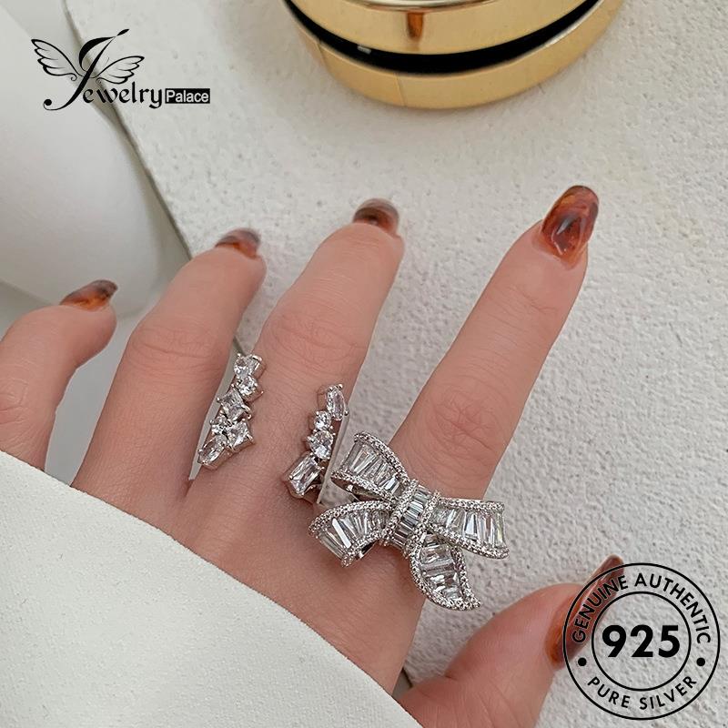 Jewelrypalace Cincin Perak925 Wanita Asli Busur Moissanite Klasik Berlian R1919