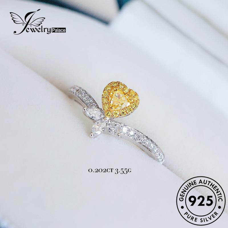 JEWELRYPALACE Asli Silver Perak Sterling Citrine Love 925 Silver Aksesori Kawin Perhiasan Original Nikah korea Wanita Personality Murni Cincin R1926