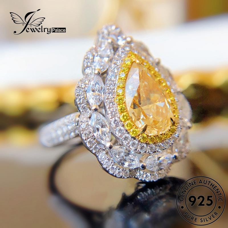 JEWELRYPALACE Kawin Perak Perhiasan 925 Asli Citrine Aksesori Sterling Nikah Cincin Murni Silver Drop Creative Silver korea Water Wanita Original R1939