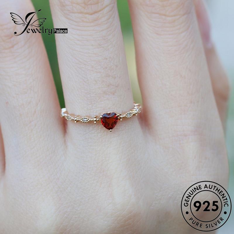 JEWELRYPALACE Asli korea Nikah Silver Gold Love Cincin Perhiasan Ruby Kawin Aksesori Murni Sterling Original Perak Simple 925 Silver Wanita R1990