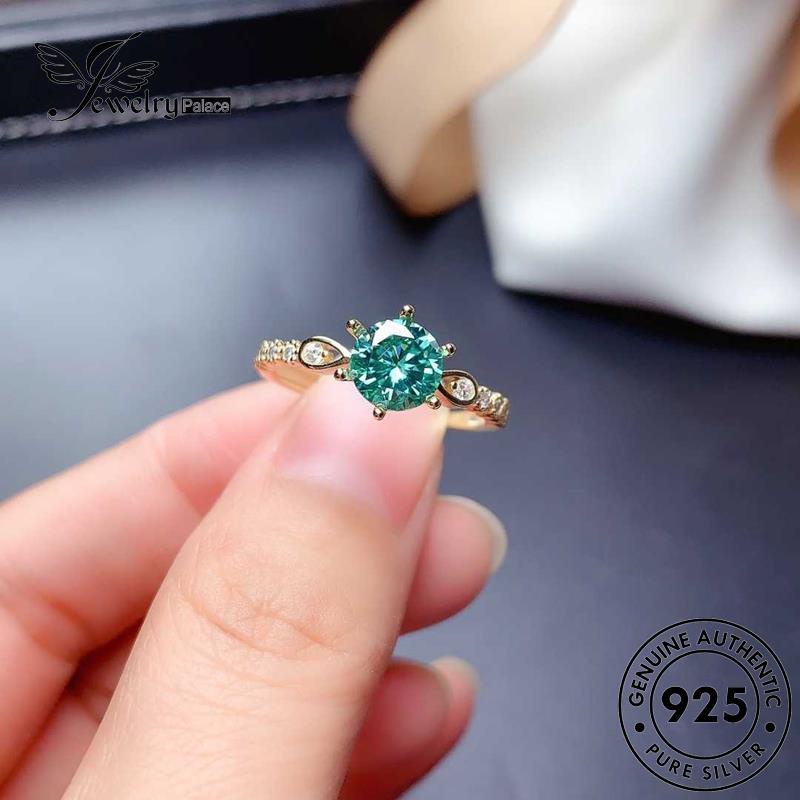 JEWELRYPALACE Asli Gold Sterling Arrows Kawin Cincin And Emerald Perhiasan Perak Aksesori Nikah korea Silver Murni 925 Hearts Original Wanita Classic Silver R2002