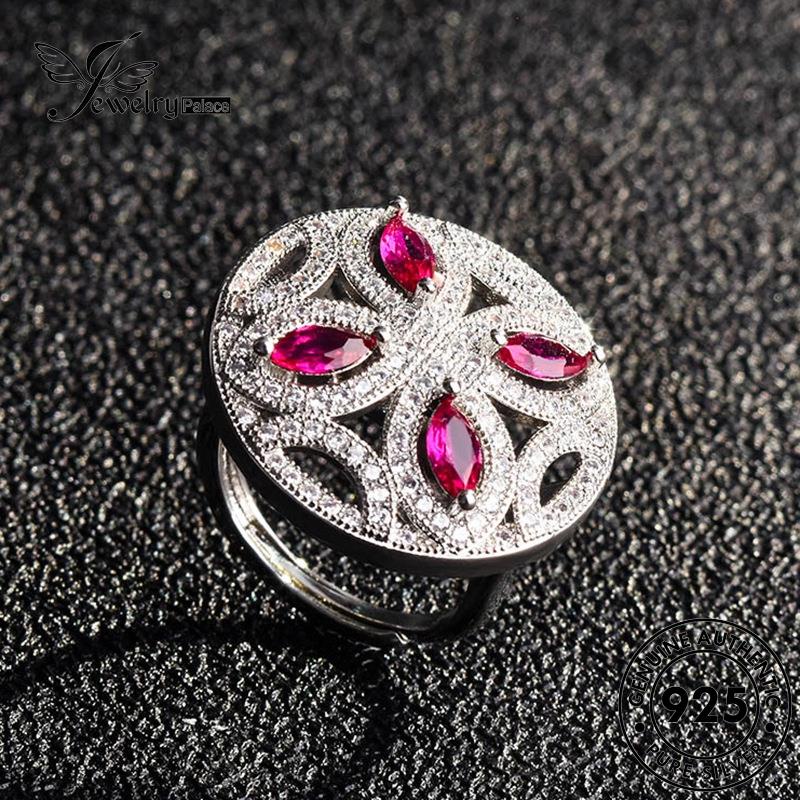 JEWELRYPALACE Perhiasan Ruby Sterling Silver Silver Murni Nikah 925 Creative Original Asli Flowers Cincin korea Kawin Wanita Perak Aksesori R2019