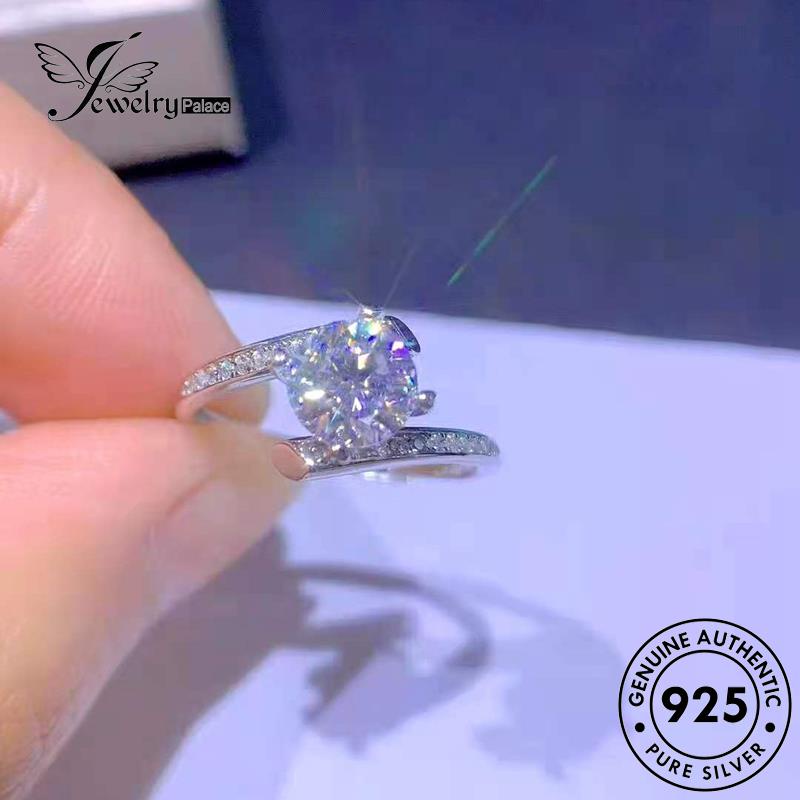 Jewelrypalace Cincin Berlian Simple925 Wanita Moissanite Perak Asli R2047