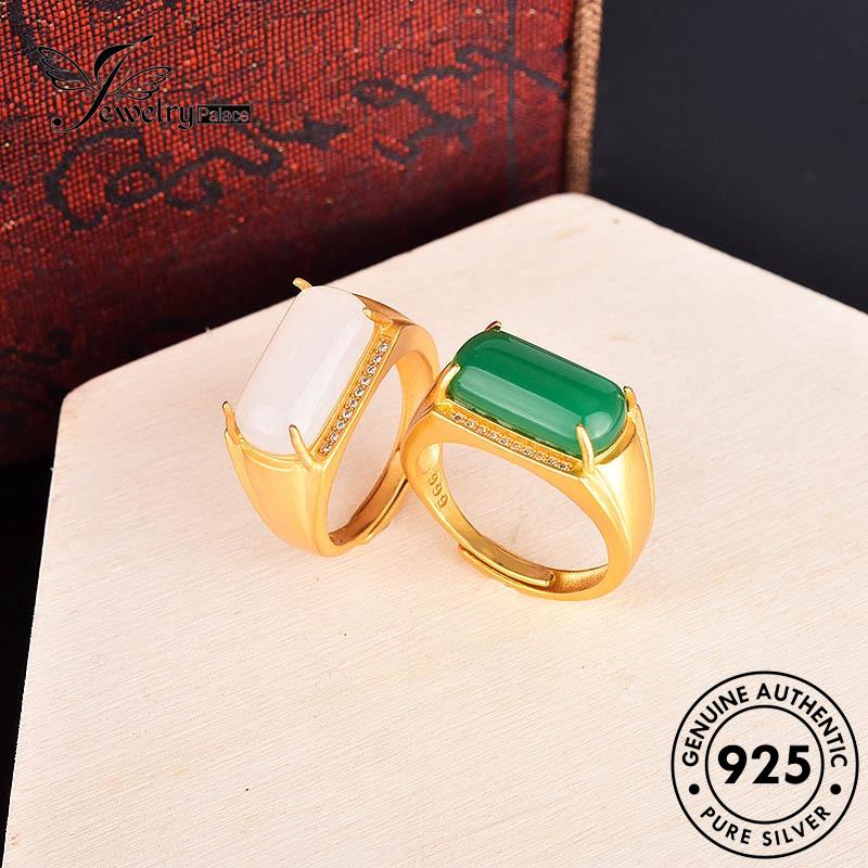 Jewelrypalace Cincin Perak Giok Kotak925 Wanita Kreatif Asli R2054