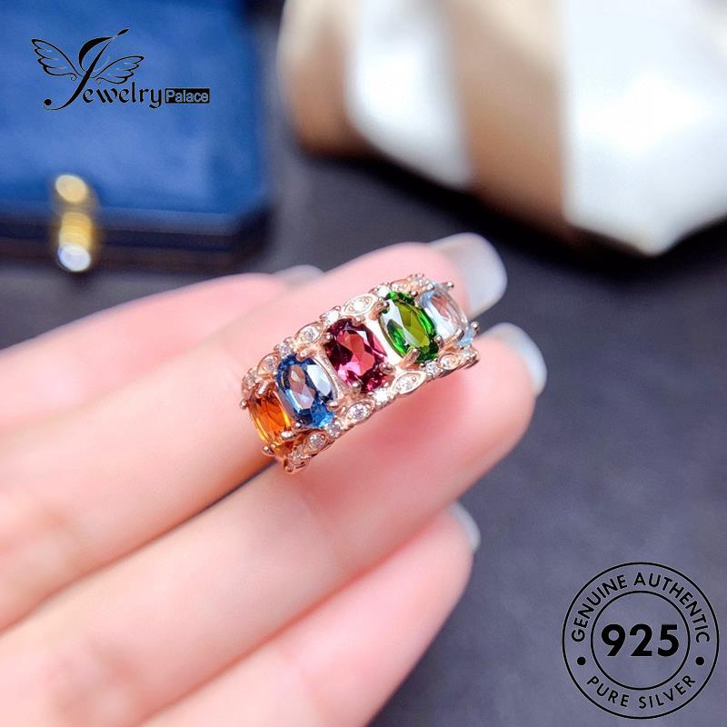 JEWELRYPALACE Murni Wanita Cincin Personality Color Sterling Perhiasan 925 Gold Silver Aksesori Kawin Ruby Original Asli Silver korea Nikah Perak R2114