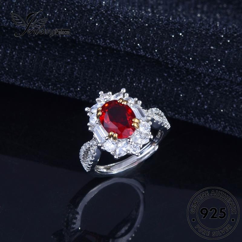 JEWELRYPALACE Vintage korea Aksesori Perhiasan Nikah Murni Ruby Silver Kawin Silver Wanita Original Sterling Cincin Asli Perak Oval 925 R2139