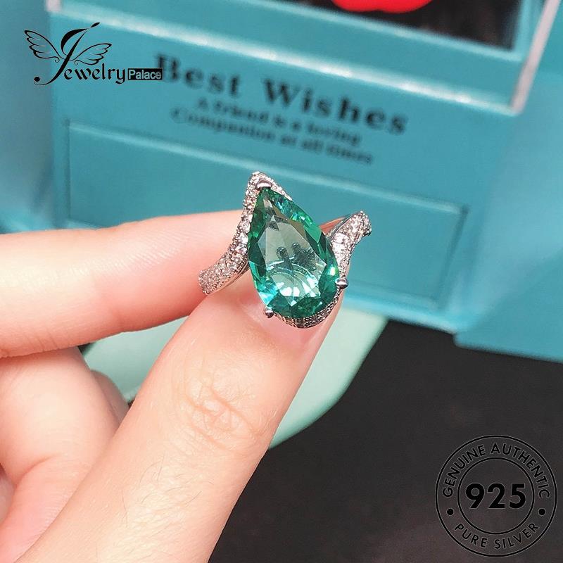 JEWELRYPALACE Kawin korea Shape Wanita Perhiasan Cincin Sterling Asli 925 Perak Retro Drop Original Aksesori Silver Aquamarine Murni Nikah Silver R2142
