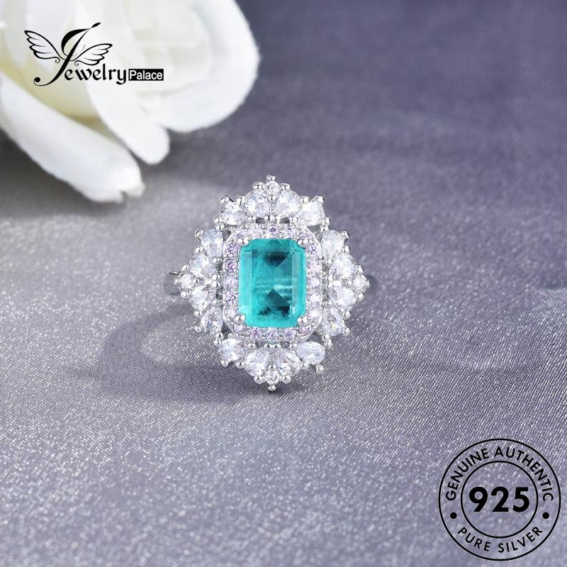 JEWELRYPALACE 925 korea Princess Wanita Aksesori Asli Perhiasan Murni Perak Retro Silver Original Silver Sterling Kawin Aquamarine Nikah Cincin Style R2165