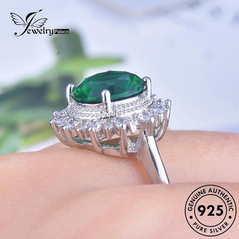 JEWELRYPALACE Original Sunflower Asli Nikah Murni Silver Perak Kawin Silver Emerald Sterling 925 Cincin Perhiasan Wanita korea Aksesori Vintage R2183