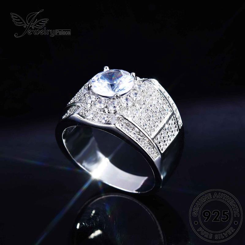 JEWELRYPALACE Silver Pria Nikah Silver Sterling Murni korea Perhiasan Asli Aksesori Cincin Moissanite Perak Diamond Kawin Original Domineering 925 R2216