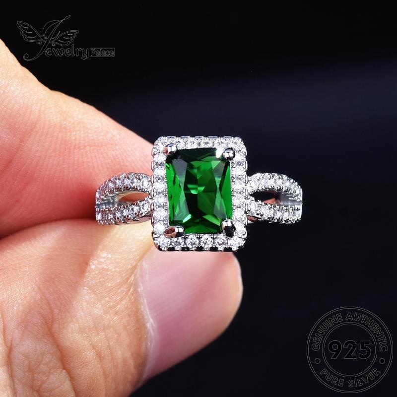 JEWELRYPALACE Asli Sterling Silver Wanita 925 Original Murni Retro Perhiasan Kawin Perak korea Nikah Silver Square Cincin Emerald Aksesori R2223