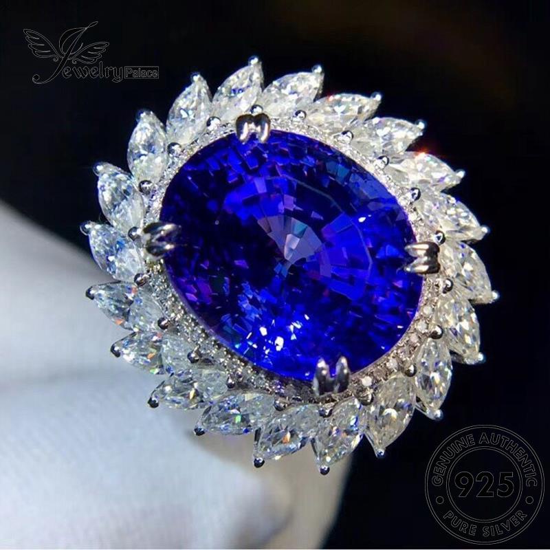 JEWELRYPALACE Wanita Cincin Silver Original Perak 925 Sapphire Oval Murni Silver Sterling Luxury Nikah Kawin Asli Aksesori korea Perhiasan R2243