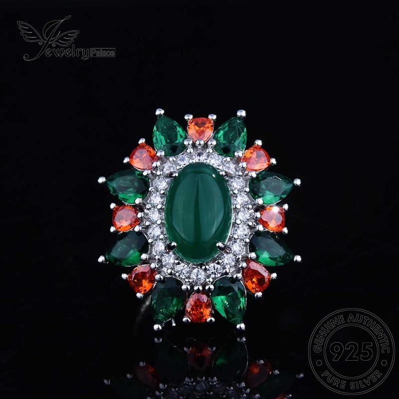 JEWELRYPALACE Asli Emerald Original Silver Wanita Garden Perak Silver Kawin Nikah Retro Sterling Murni 925 Aksesori korea Cincin Perhiasan R2198