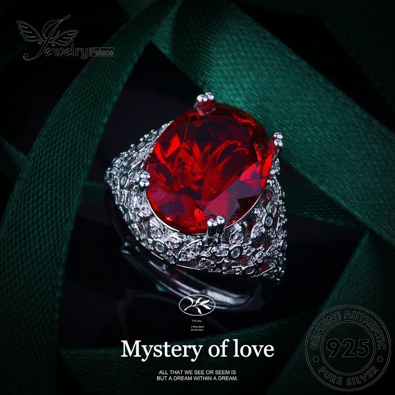 JEWELRYPALACE korea Cincin Asli Perhiasan Wanita Perak Sterling Original Aksesori Nikah Luxury Silver Oval 925 Silver Murni Kawin Ruby R2390