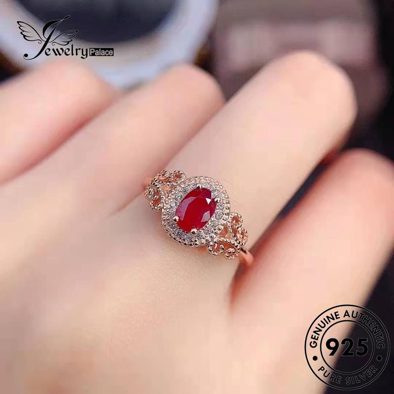 JEWELRYPALACE Silver Ruby Original Wanita korea Gold Sterling Asli Perak Cincin Nikah Aksesori Pattern Kawin Silver Perhiasan 925 Luxury Murni R2412