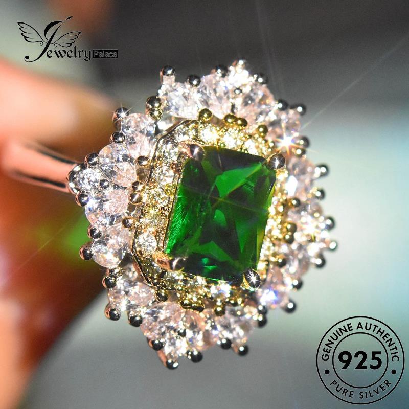 JEWELRYPALACE Nikah Original Cincin Silver Two-Color korea Murni Sterling Perak Luxury Wanita Perhiasan Kawin 925 Emerald Aksesori Asli Silver R2503