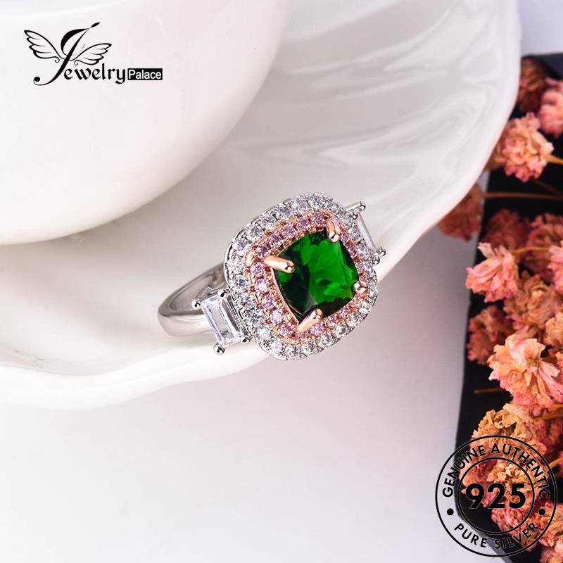 JEWELRYPALACE Retro Silver Nikah Original 925 Murni Cut Princess korea Aksesori Wanita Emerald Perhiasan Sterling Kawin Perak Silver Asli Cincin R2462